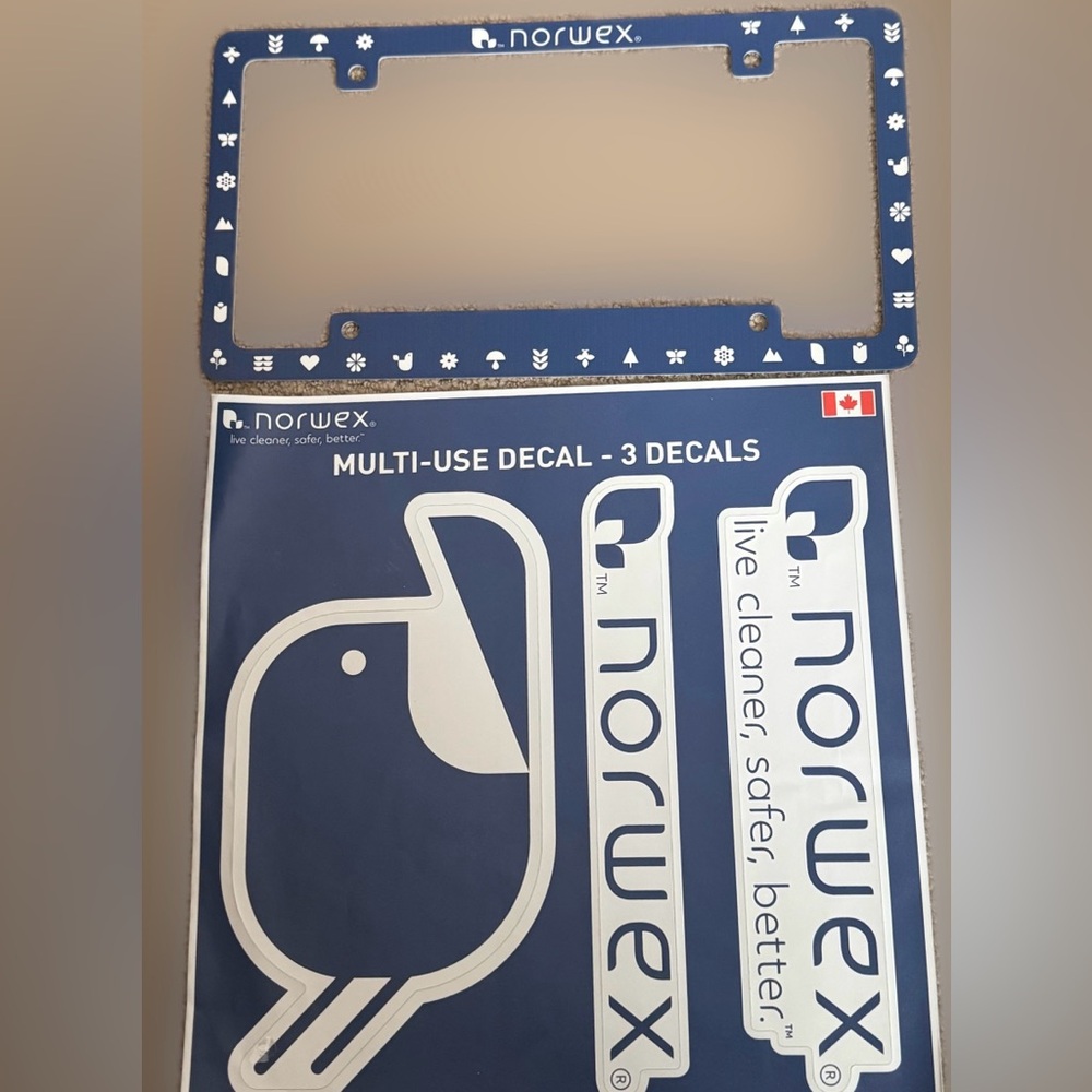 Norwex Logo License Plate Cover and Set of Decals New and Unused
